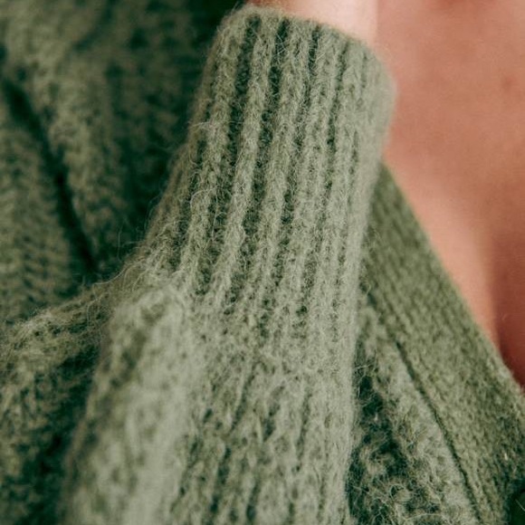 Sezane Basile Cardigan in Olive Green - Picture 2 of 4